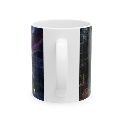 "La métropole néon de la nature : une fusion surréaliste de technologie et de verdure" - The Alien Ceramic Mug 11oz Digital Art