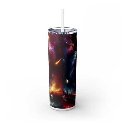 "Starry Skies: A Cosmic Canvas" - The Alien Maars® Skinny Tumbler with Straw 20oz