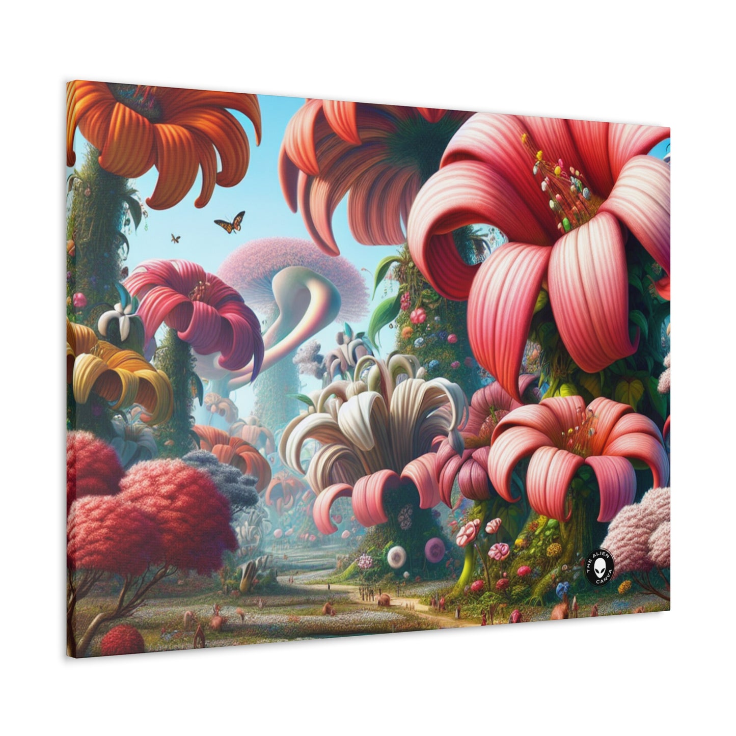 "Jardín de fantasía: grandes flores y pequeñas criaturas" - The Alien Canva