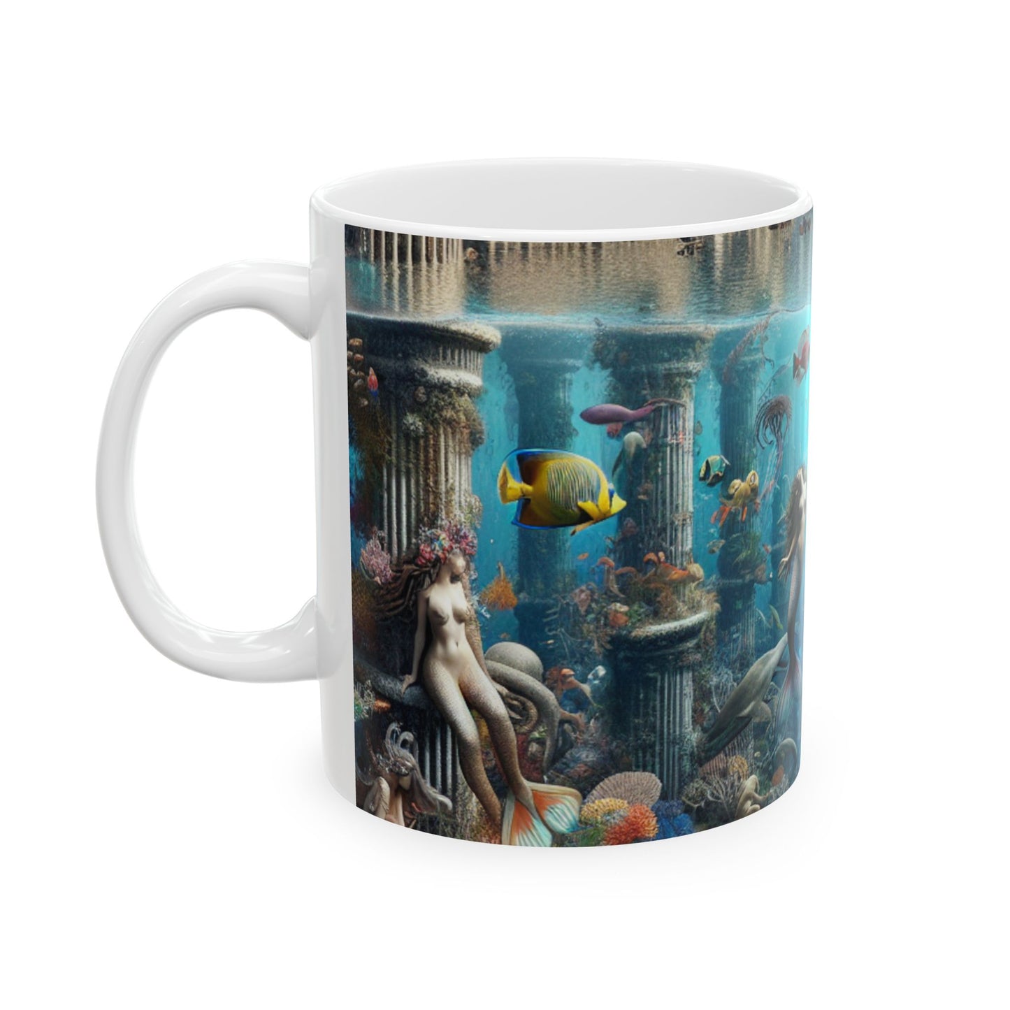 "Seascape Serenity: Un refugio submarino" - Taza de cerámica The Alien de 11 oz