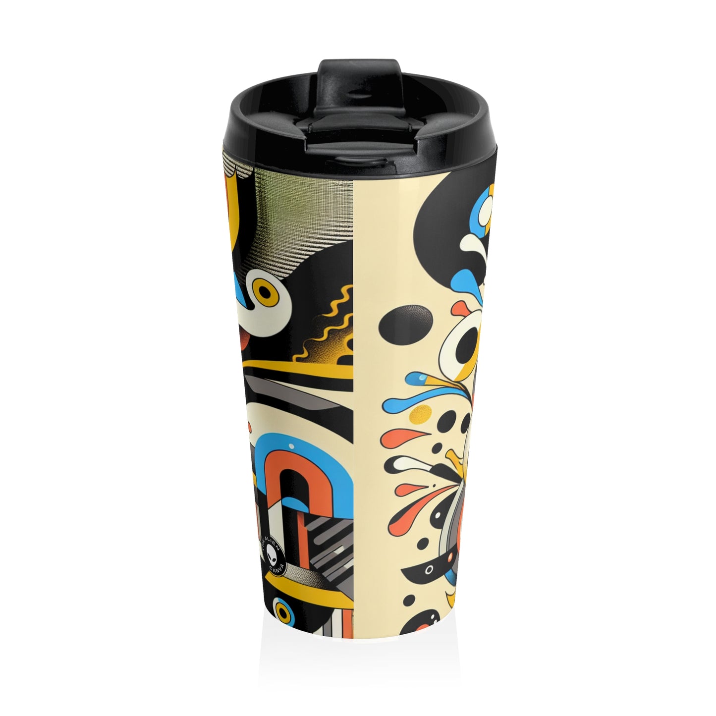 "Dada Fusion: A Whimsical Chaos of Everyday Objects" - The Alien Stainless Steel Travel Mug Neo-Dada
