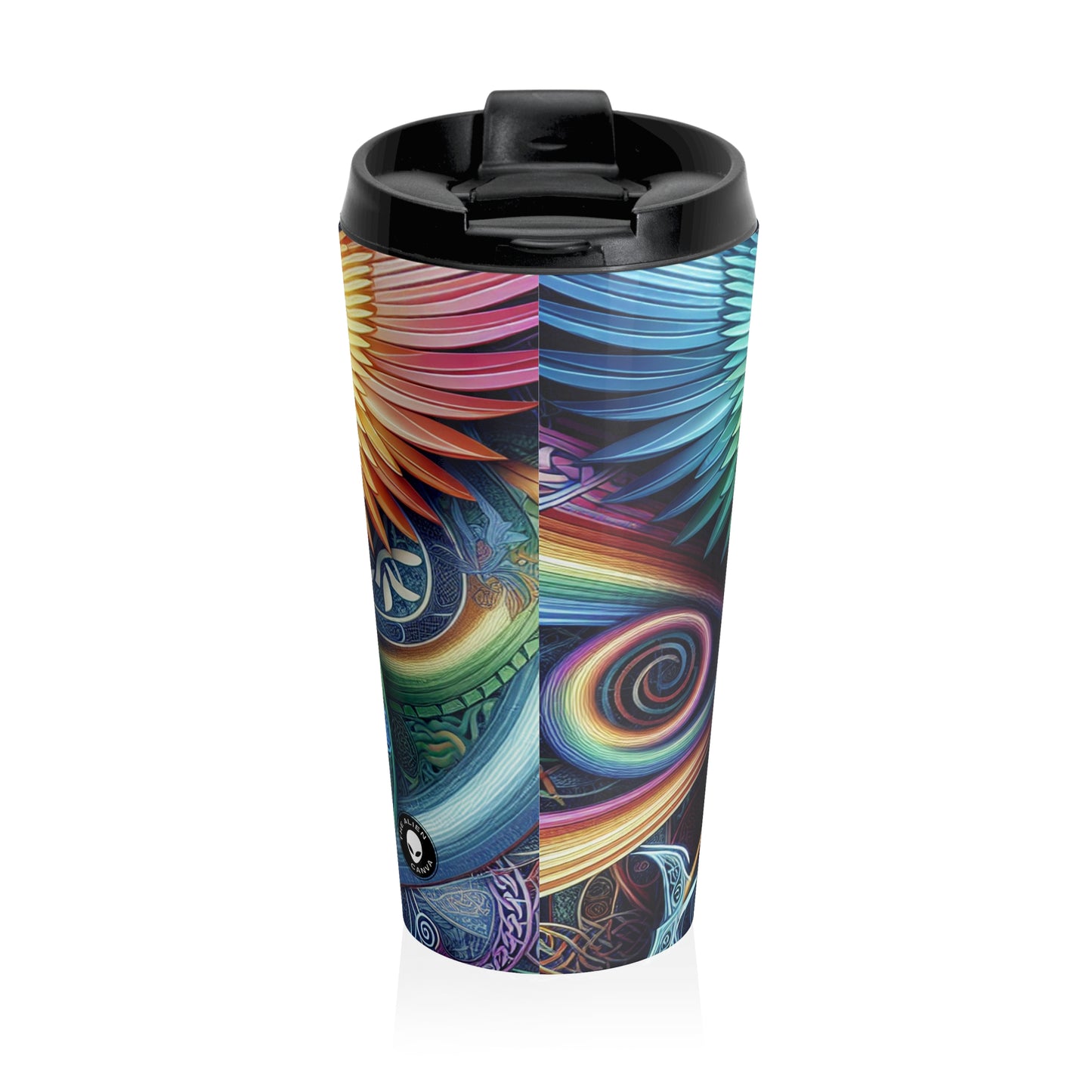 "Lionhearted Warrior Goddess: A Celtic-Inspired Artwork" - The Alien Stainless Steel Travel Mug Celtic Art