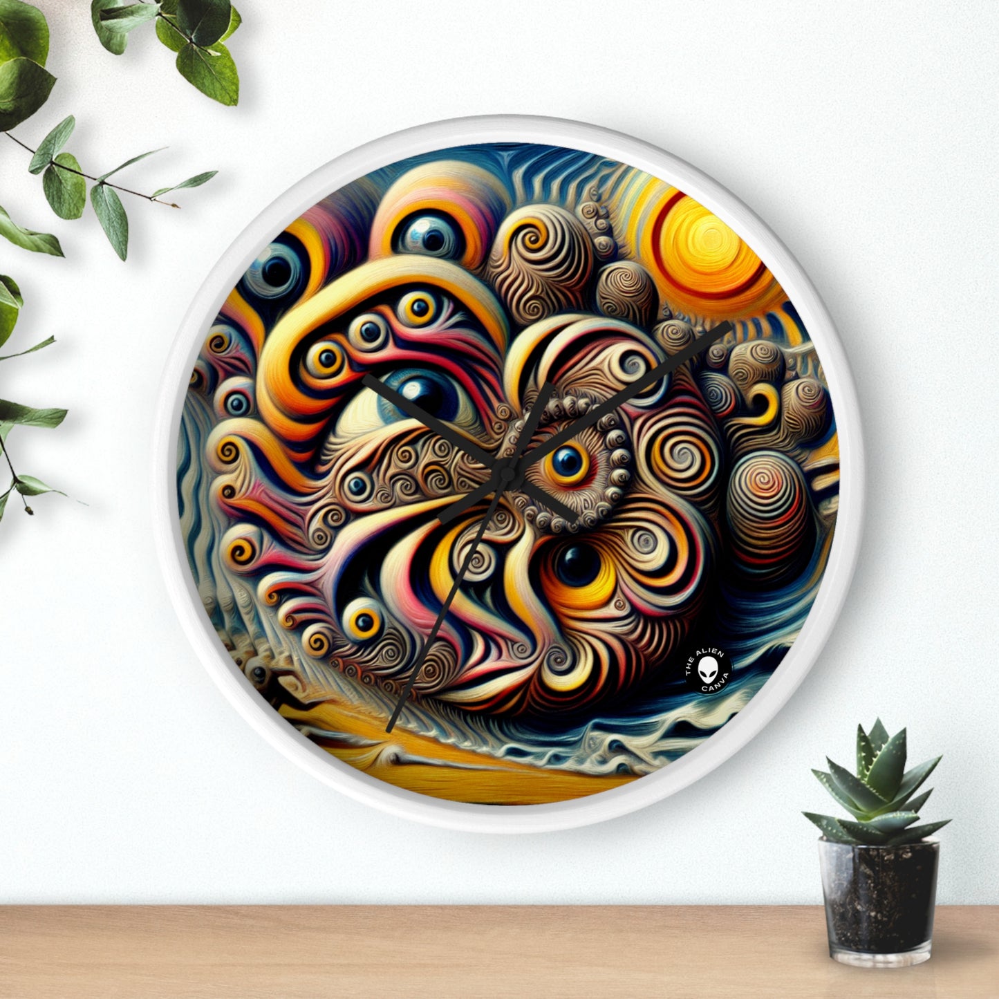 "Time Island's Dreamlike Dance" - The Alien Wall Clock Surrealism