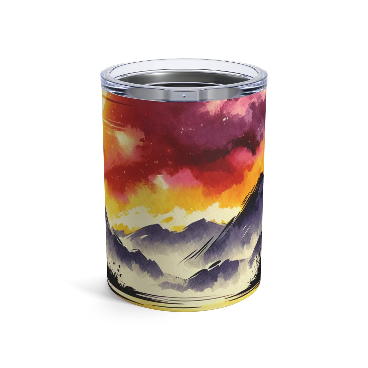 "A Pastel Sunset Symphony" - The Alien Tumbler 10oz Ink Wash Painting