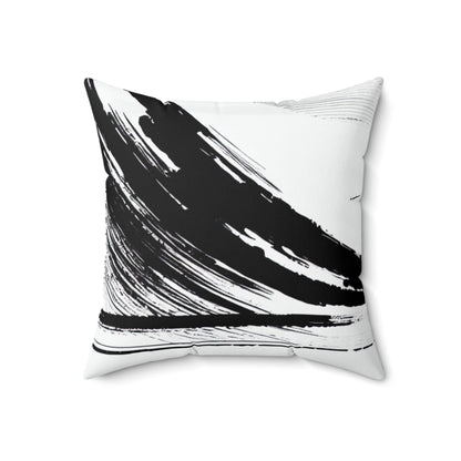 "Harmony of Wind and Water: A Zen Ink Painting"- The Alien Spun Polyester Square Pillow Zen Ink Painting