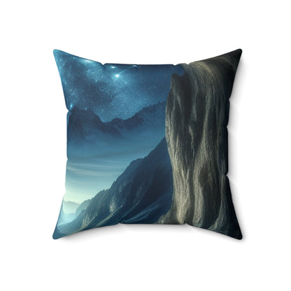 « L’ours et l’équilibre cosmique » - L’Alien Spun Polyester Square Pillow Cave Painting Style