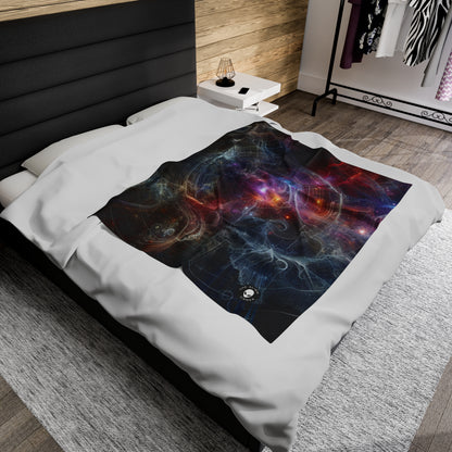 "Nature's Neon Metropolis: A Surreal Fusion of Technology and Greenery" - The Alien Velveteen Plush Blanket Digital Art