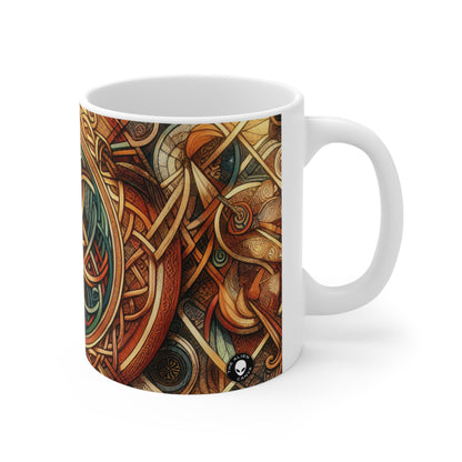 "Fils métamorphiques : Exploration de la transformation à travers l'art des nœuds celtiques" - La tasse en céramique Alien 11oz Art celtique