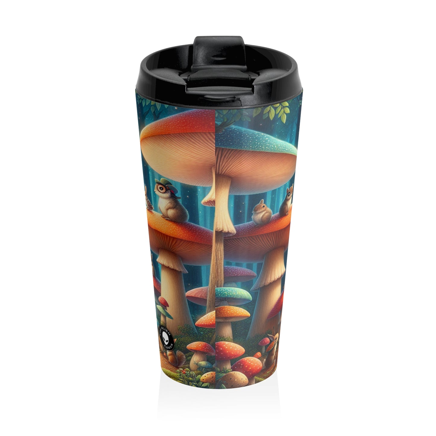 "Mushroom Wonderland: A Magical Tea Party" - The Alien Stainless Steel Travel Mug