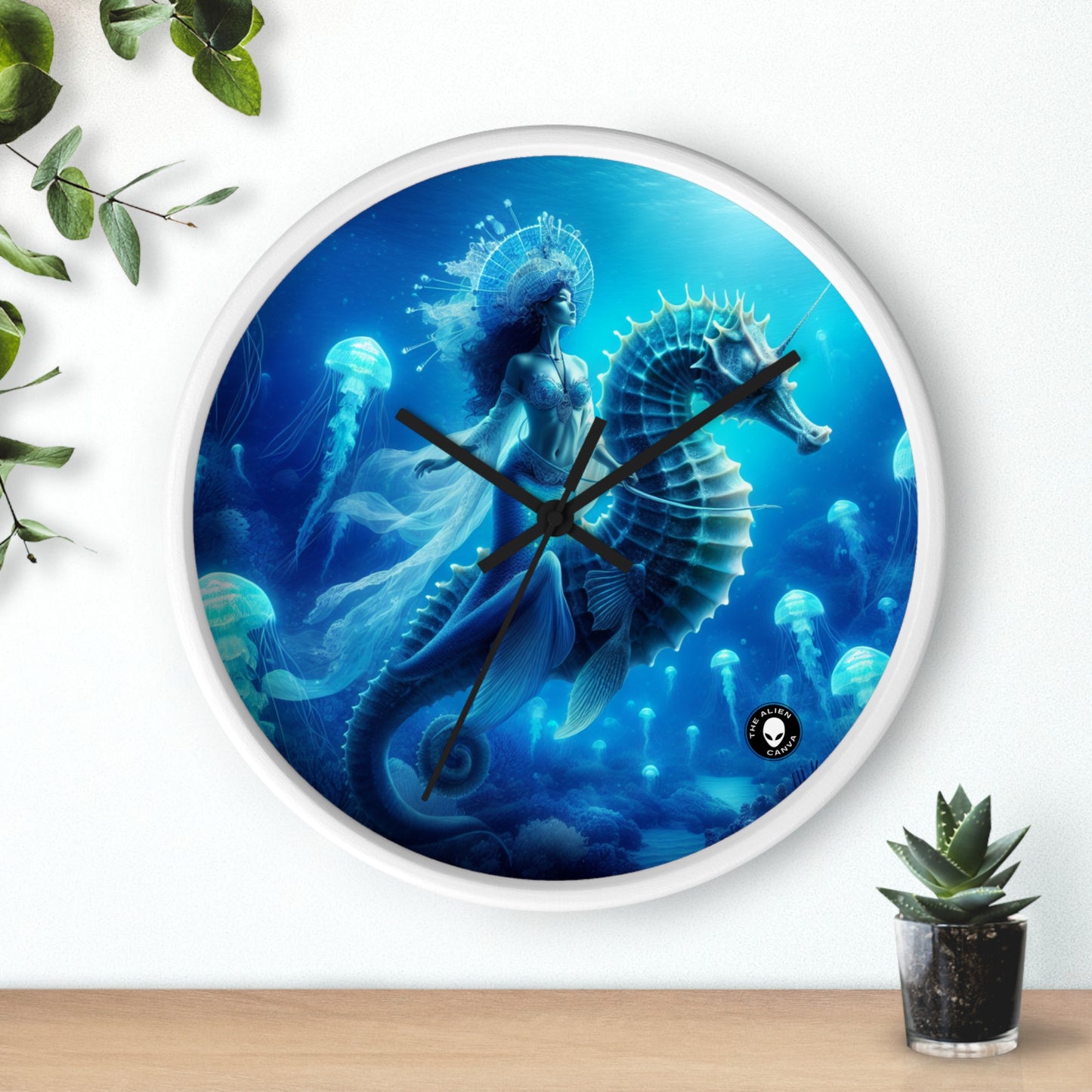 "Mermaid Magic: Journey with the Giant Seahorse" - The Alien Wall Clock