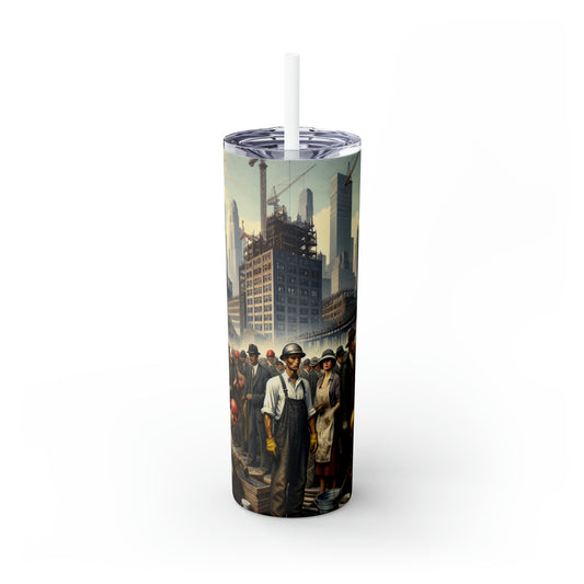 Title: "Unity in Action: Celebrating Solidarity's Triumph" - The Alien Maars® Skinny Tumbler with Straw 20oz Social Realism