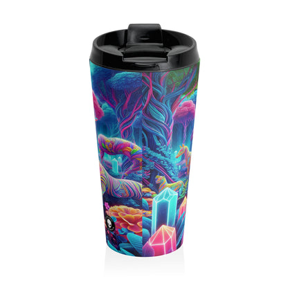 "Glowing Enchantment: Neon Forest" - The Alien Stainless Steel Travel Mug