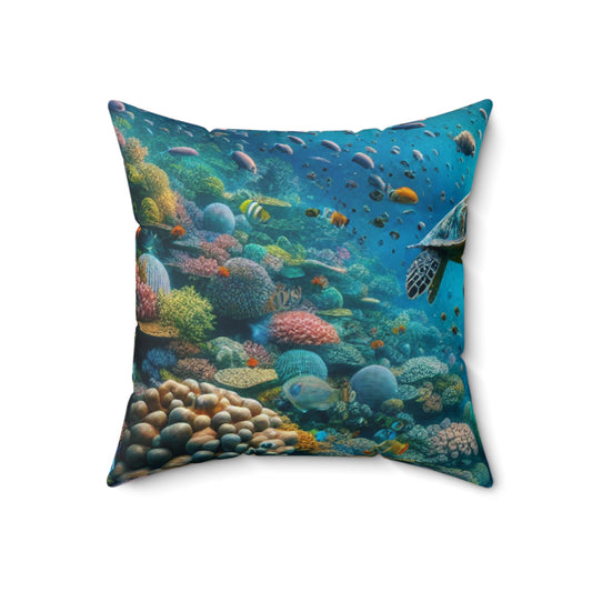 "Beneath the Surface: An Underwater Wonderland"- The Alien Spun Polyester Square Pillow