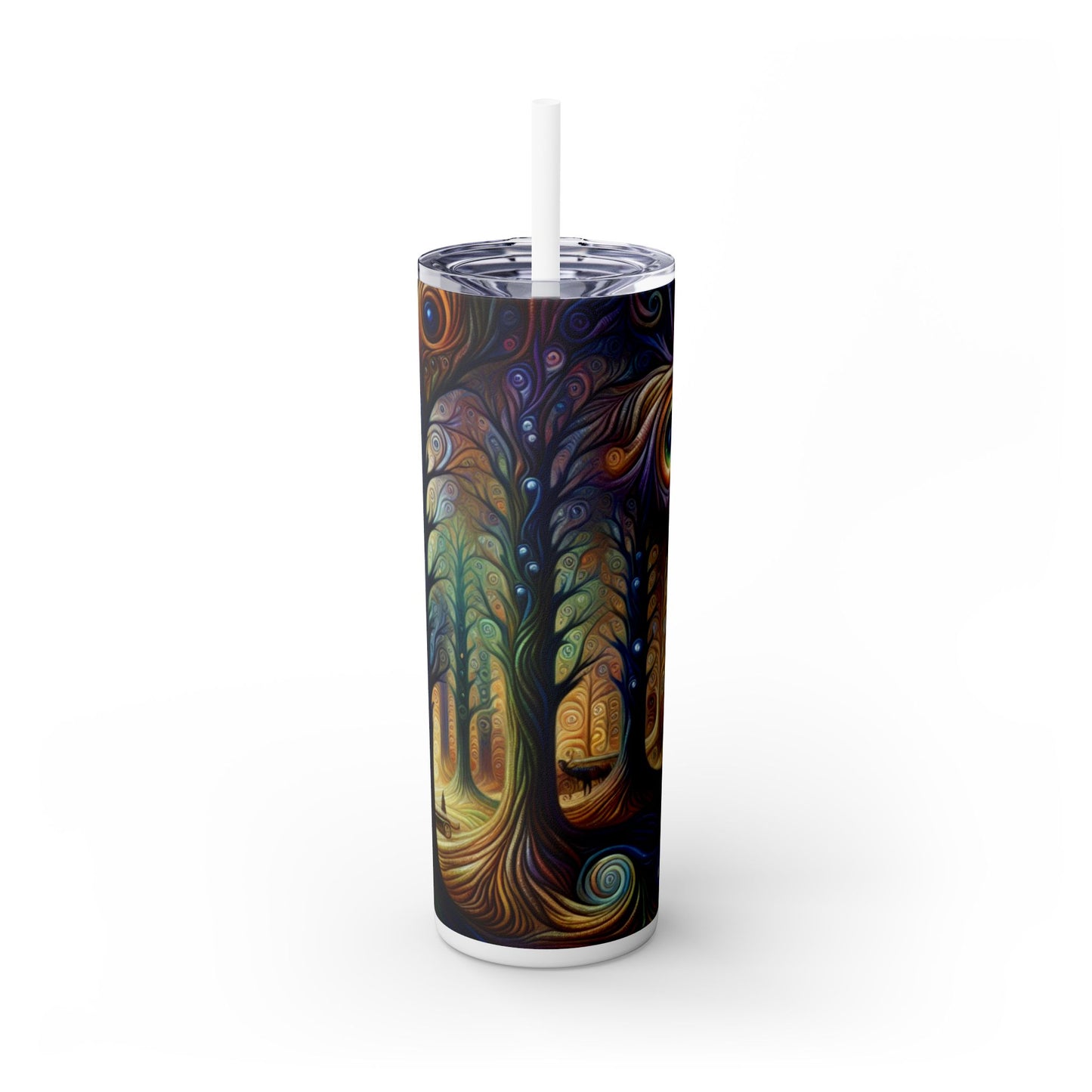 "Bosque arcoíris encantado": vaso estrecho con pajita de 20 oz de Alien Maars®