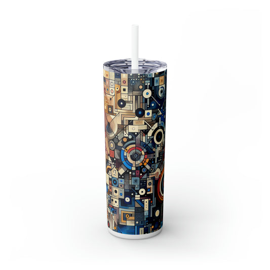 "Connected Hearts: Love in the Digital Age" - The Alien Maars® Skinny Tumbler with Straw 20oz Conceptual Art