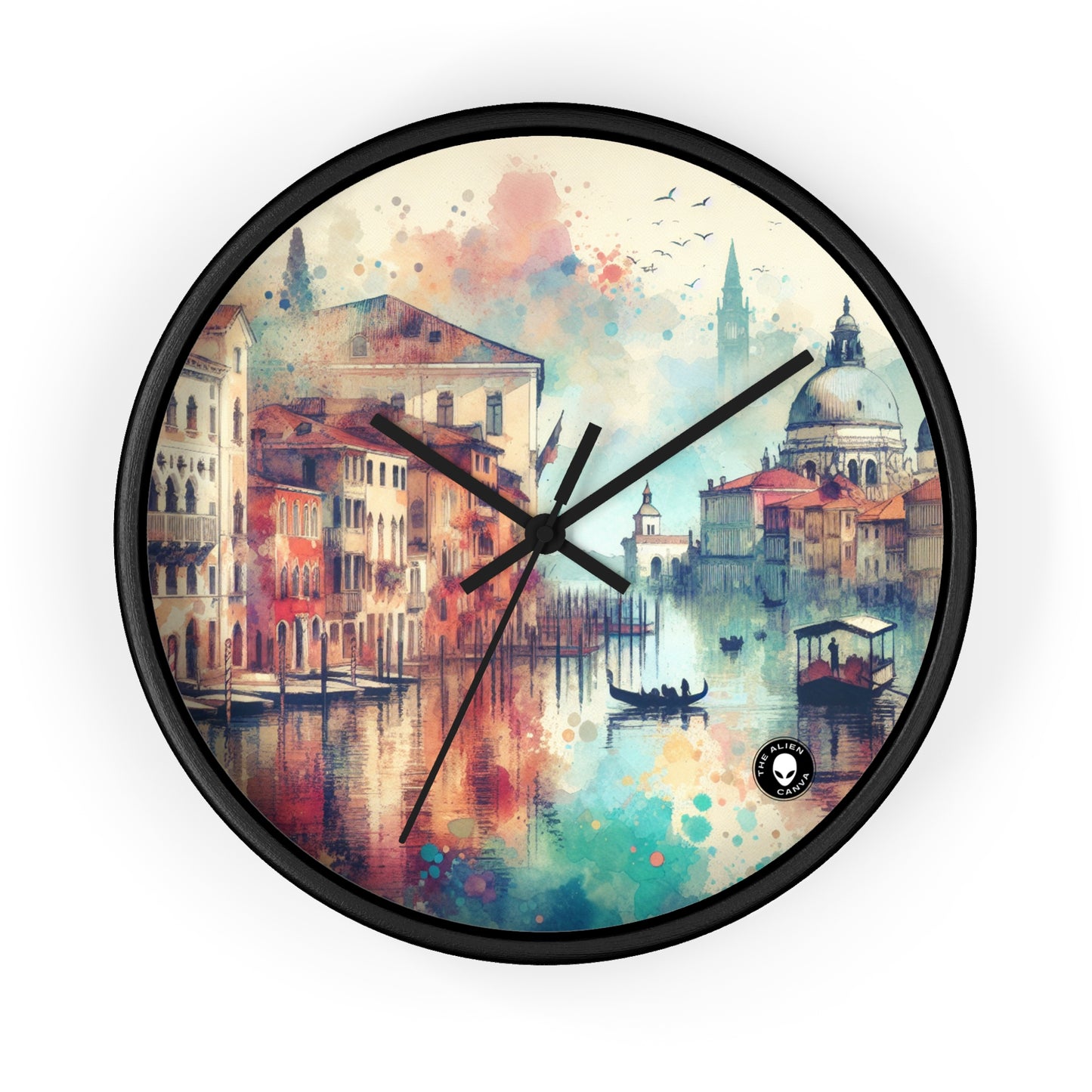 Côte tranquille : une peinture sereine au coucher du soleil à l'aquarelle - La peinture à l'aquarelle de l'horloge murale extraterrestre