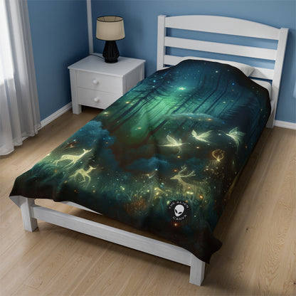 "Enchanted Night in the Whispering Woods" - The Alien Velveteen Plush Blanket