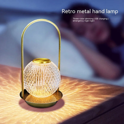 Lámpara de noche para dormitorio, luz de ambiente portátil de metal, decoración del hogar