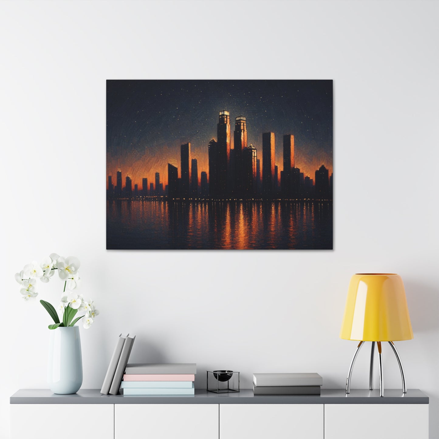 "The City Aglow" - Le style post-impressionnisme d'Alien Canva