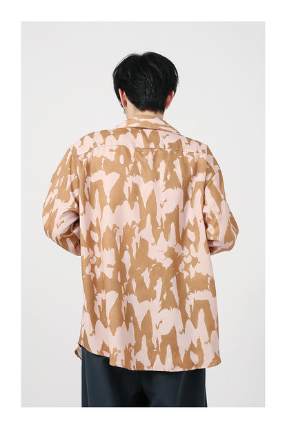 Korean Style Loose Shoulder Pads Design Printed Long Sleeves