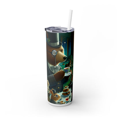 "Fiesta de té encantada a la luz de la luna en el bosque" - Vaso estrecho con pajita de 20 oz de Alien Maars®