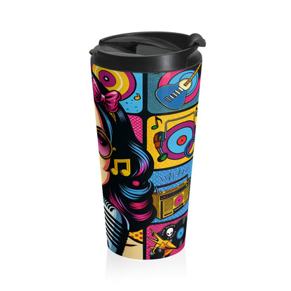 "Celebrating Pop Iconography: A Retrospective Portrait" - The Alien Stainless Steel Travel Mug Pop Art