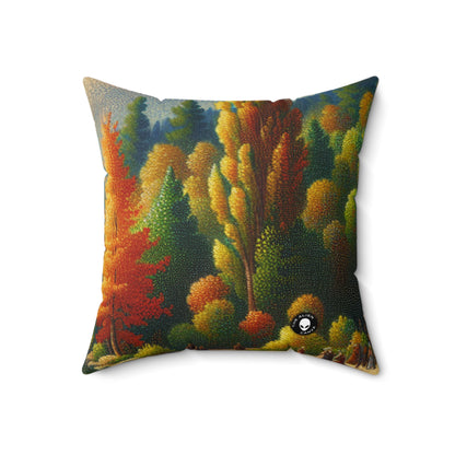 "Serenity in Dots: A Pointillism Sunset at the Beach"- The Alien Spun Polyester Square Pillow Pointillism