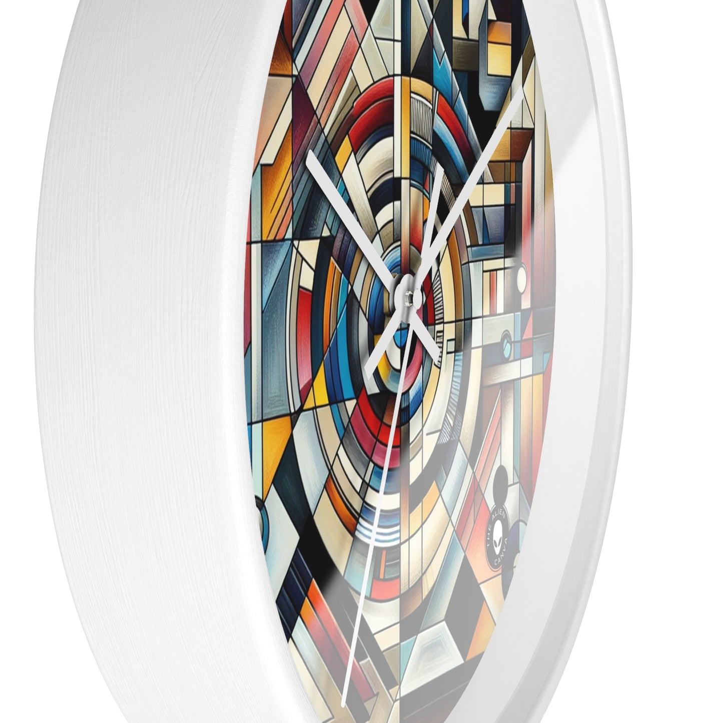 "City Lights: Geometric Nightfall" - The Alien Wall Clock Geometric Abstraction