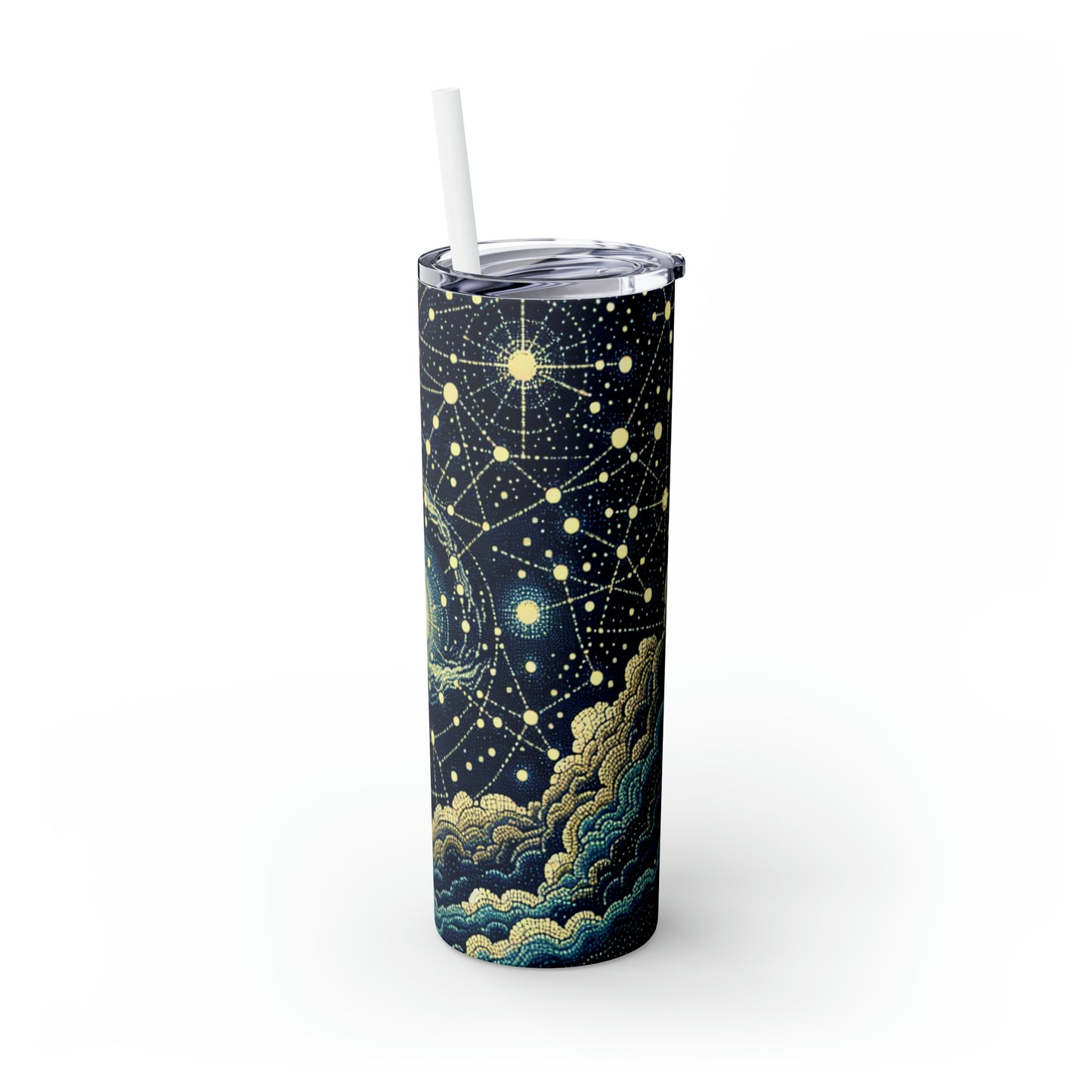 "Dotting the Heavens" - The Alien Maars® Skinny Tumbler with Straw 20oz Pointillism Style