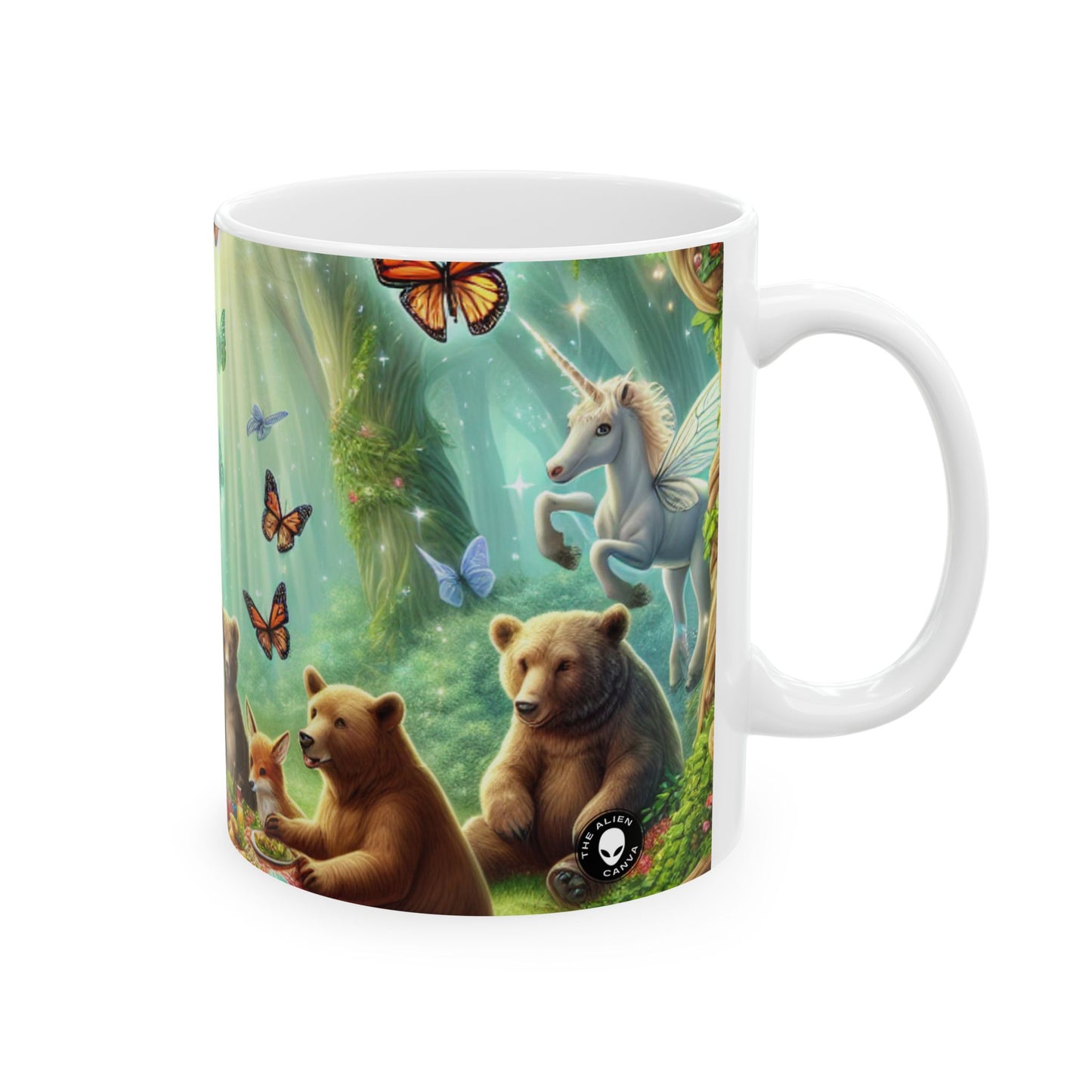 "Picnic en el bosque encantado": taza de cerámica extraterrestre de 11 oz