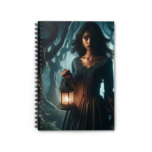 "Ready for Battle in the Twisted Woods" - The Alien Spiral Notebook (Ruled Line) Gothic Art Style