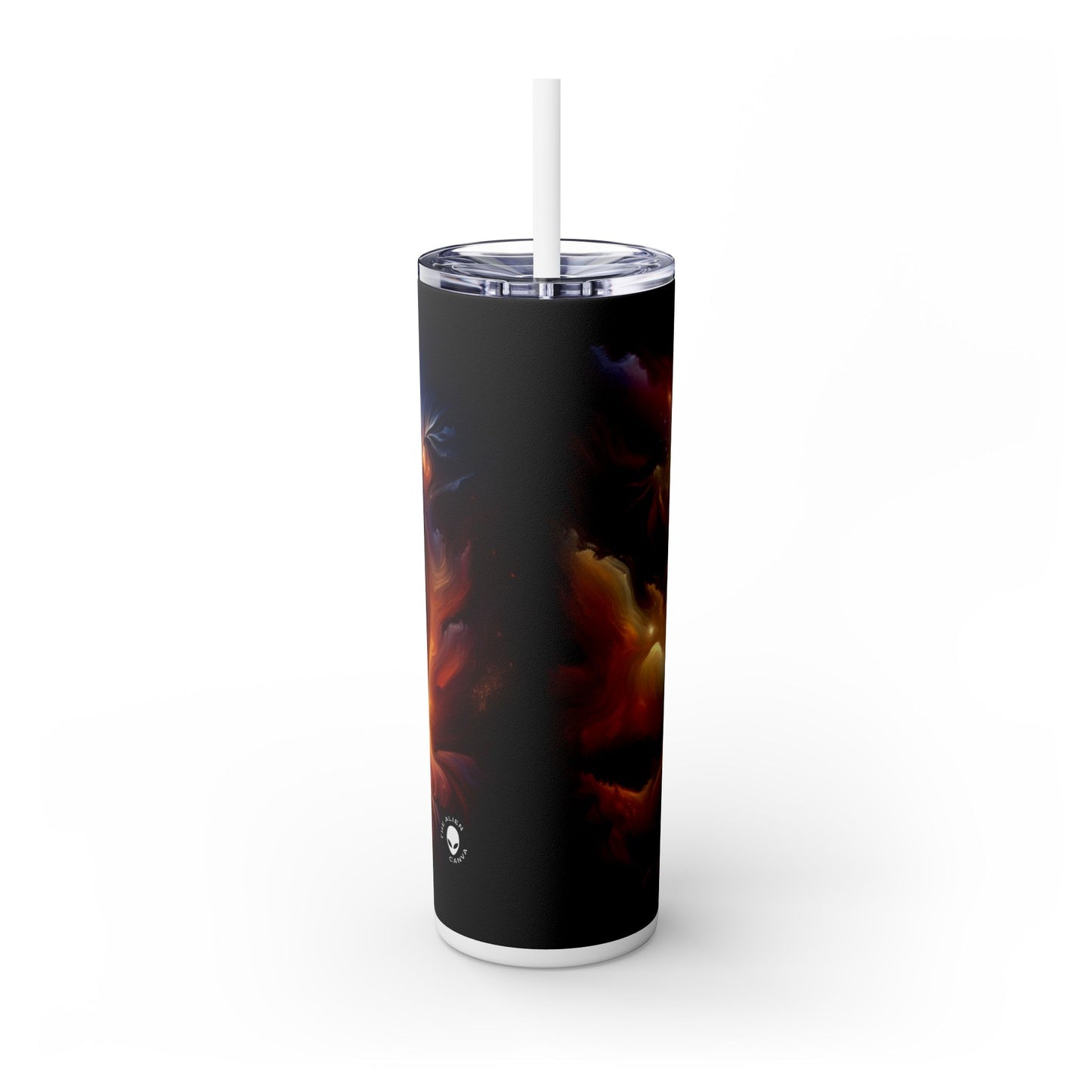 "Celestial Embrace: The Fusion of Sun and Moon" - The Alien Maars® Skinny Tumbler with Straw 20oz