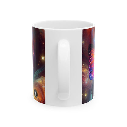 "Galactic Butterfly: A Cosmic Spectacle" - The Alien Ceramic Mug 11oz