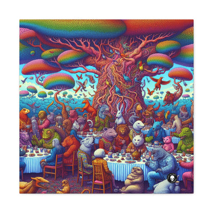 "Animal Tea Party in a Rainbow Wonderland" - The Alien Canva