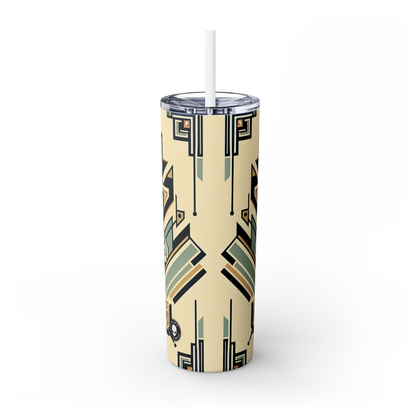 "Glamorous Nights: An Art Deco Cityscape" - The Alien Maars® Skinny Tumbler with Straw 20oz Art Deco