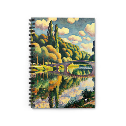 "Coucher de soleil tranquille : un paysage pointilliste" - The Alien Spiral Notebook (Lined Line) Pointillisme