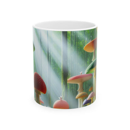 "Bosque de hongos encantado" - Taza de cerámica alienígena de 11 oz