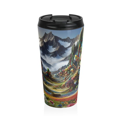 "Candy Mountains and Whimsical Valleys" - The Alien Stainless Steel Travel Mug