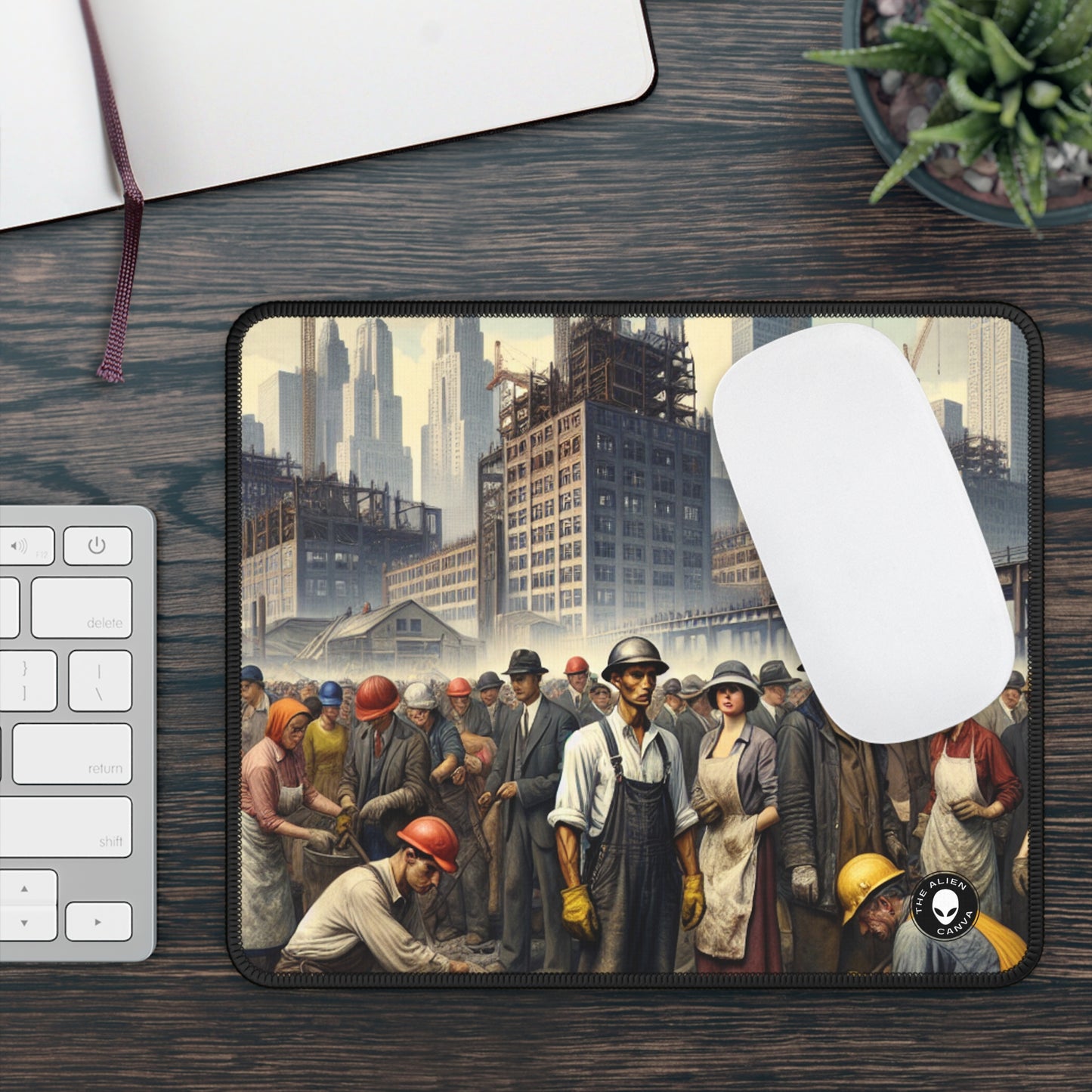 Title: "Unity in Action: Celebrating Solidarity's Triumph" - The Alien Gaming Mouse Pad Social Realism