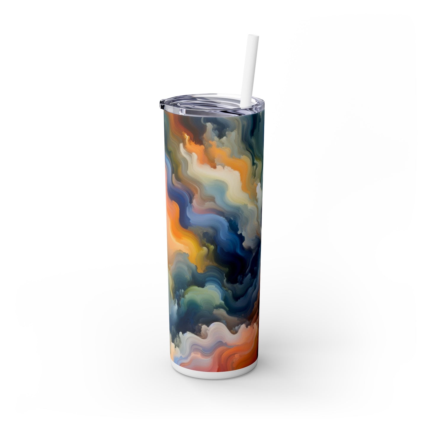 "Reflejos del atardecer: una pintura de campo de color serena" - El vaso delgado con pajita de Alien Maars® de 20 oz Pintura de campo de color