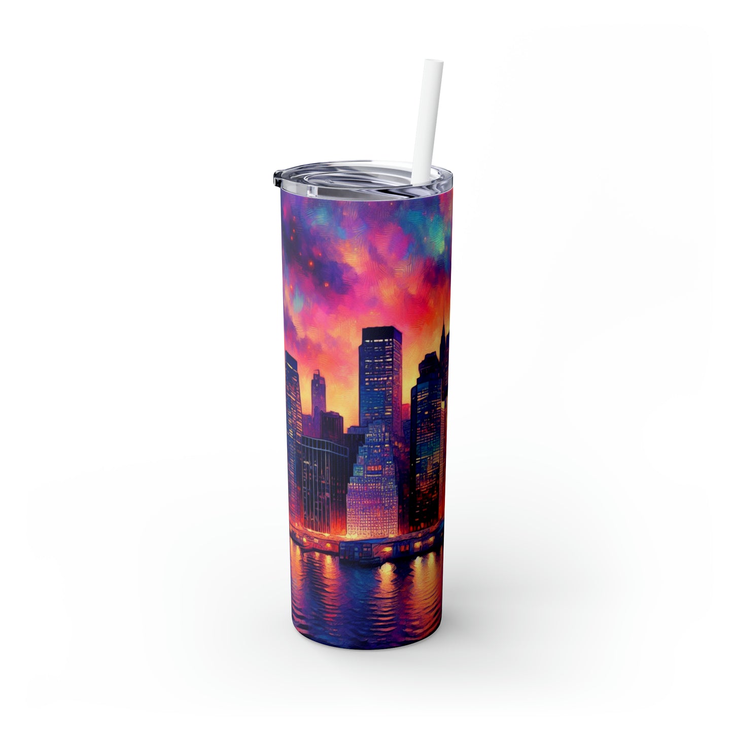 Hidden Oasis: A Spontaneous Impressionism Masterpiece in Vibrant Hues - The Alien Maars® Skinny Tumbler with Straw 20oz Impressionism