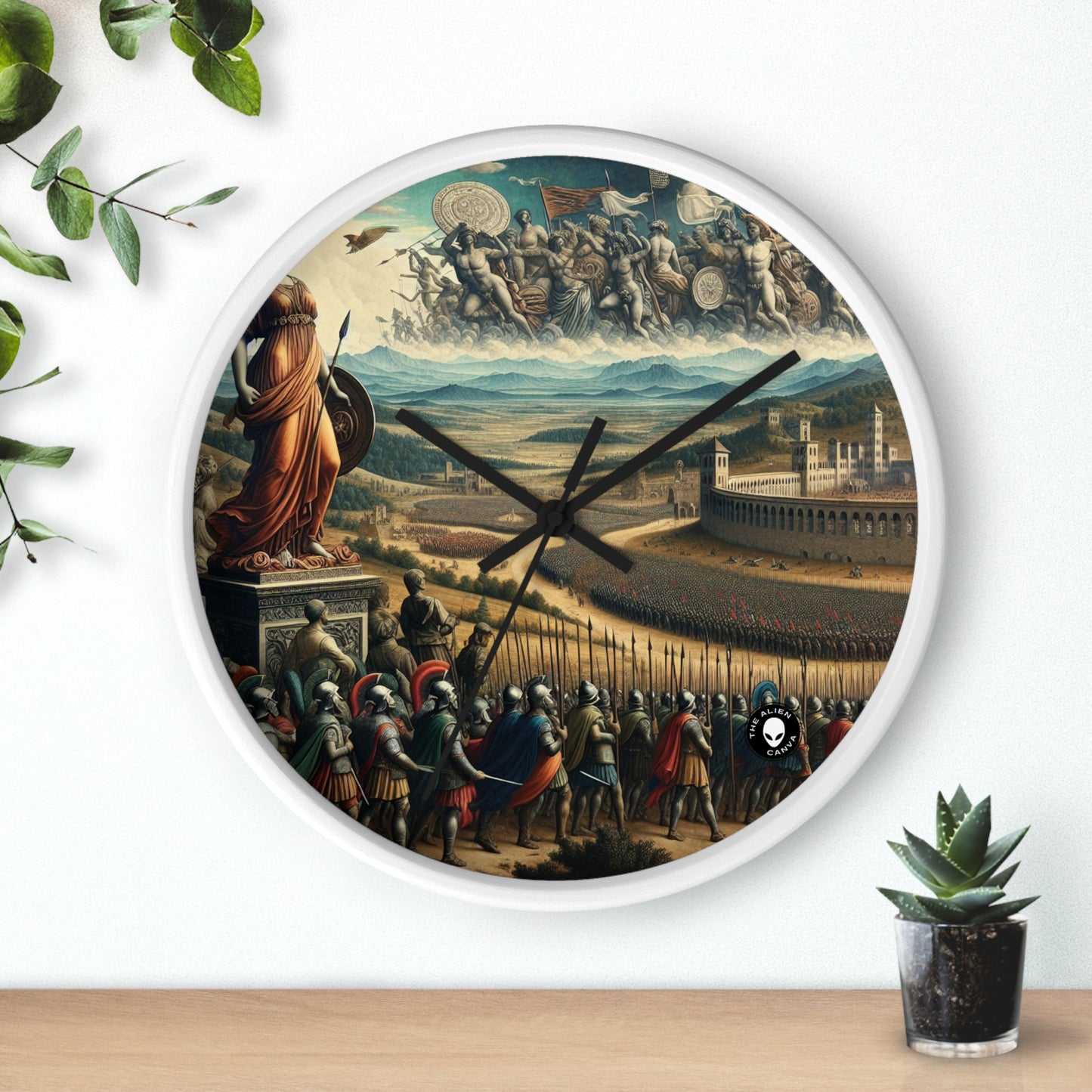 "Minerva sobre el campo de batalla del Renacimiento" - El reloj de pared alienígena Arte renacentista