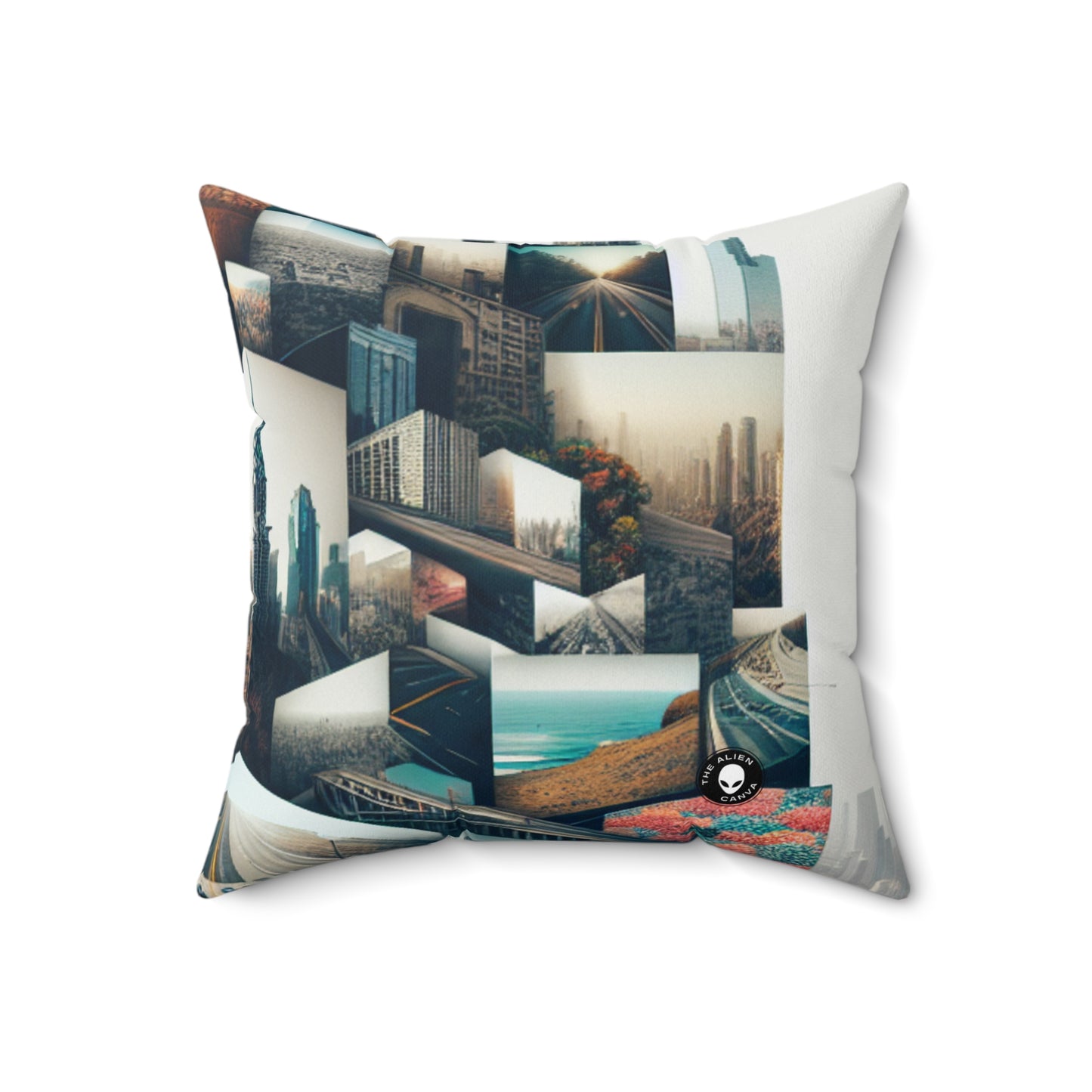 "Enchanted Forest: A Fantasy Montage"- The Alien Spun Polyester Square Pillow Photomontage