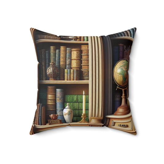 "Revealed Wonders: A Trompe-l'oeil Journey to an Underwater Oasis"- The Alien Spun Polyester Square Pillow Trompe-l'oeil