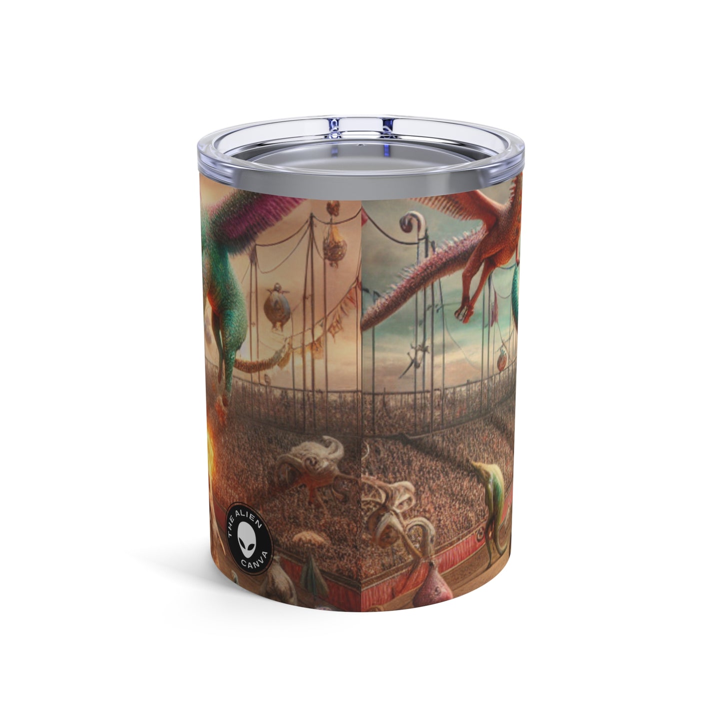 "Circo de fantasía: donde los artistas animales entretienen a los asistentes míticos" - Vaso Alien de 10 oz