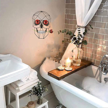 Decoración de pared con calavera de hierro forjado en 3D moderna, escultura creativa de arte de pared para Halloween, para fiesta en casa