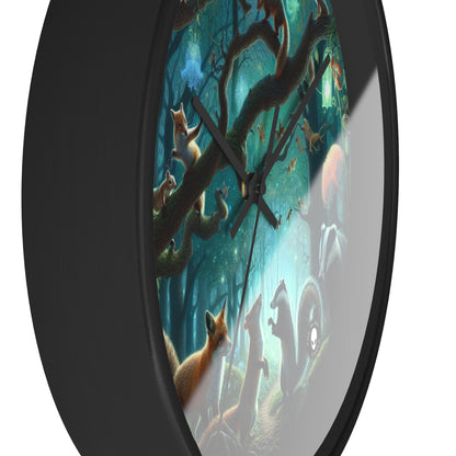 "Mystical Menagerie: Creatures frolicking in an enchanted forest" - The Alien Wall Clock