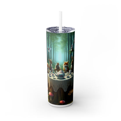 "Enchanted Forest Tea Time" - The Alien Maars® Skinny Tumbler with Straw 20oz