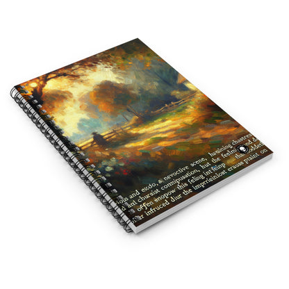 "Sunset Serenity: Impressionist Garden Painting" - The Alien Spiral Notebook (Ruled Line) Impressionism