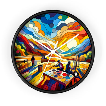 "Futuristic Neon Cityscape" - The Alien Wall Clock Hard-edge Painting